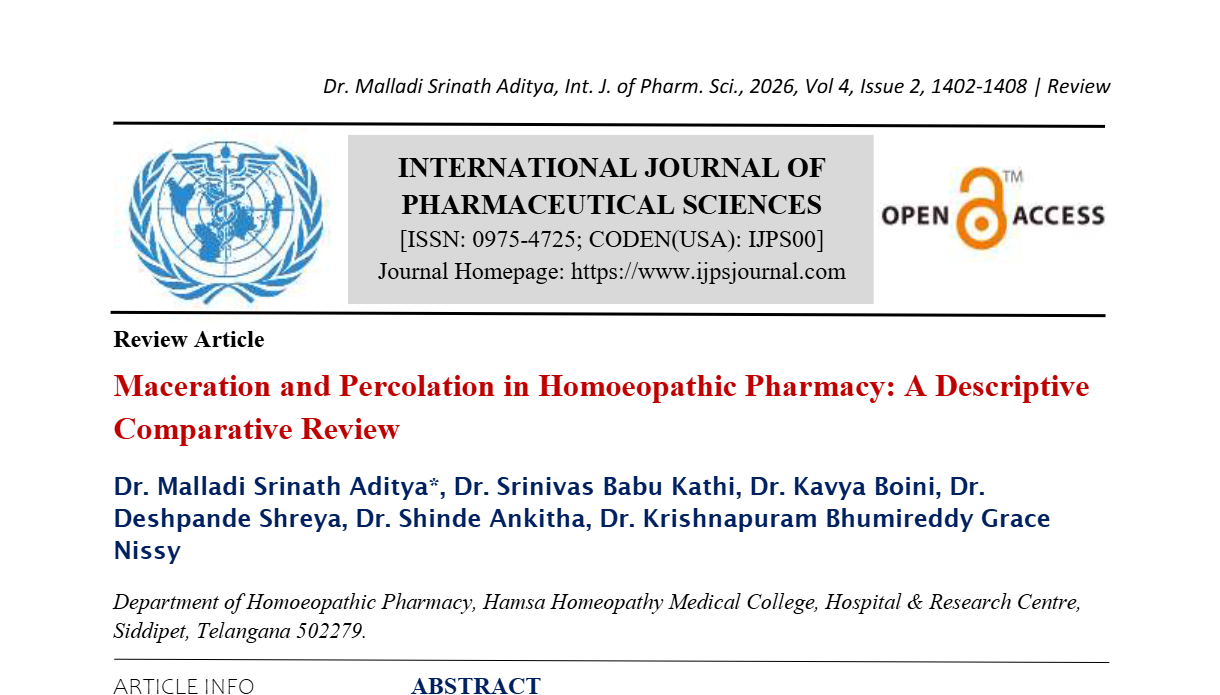 Maceration and Percolation in Homoeopathic Pharmacy: A Descriptive Comparative Review