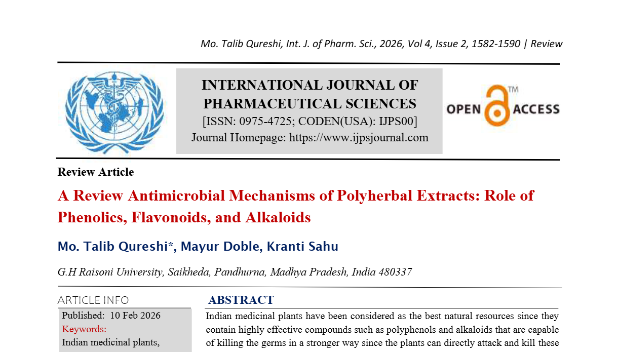 A Review Antimicrobial Mechanisms of Polyherbal Extracts: Role of Phenolics, Flavonoids, and Alkaloids