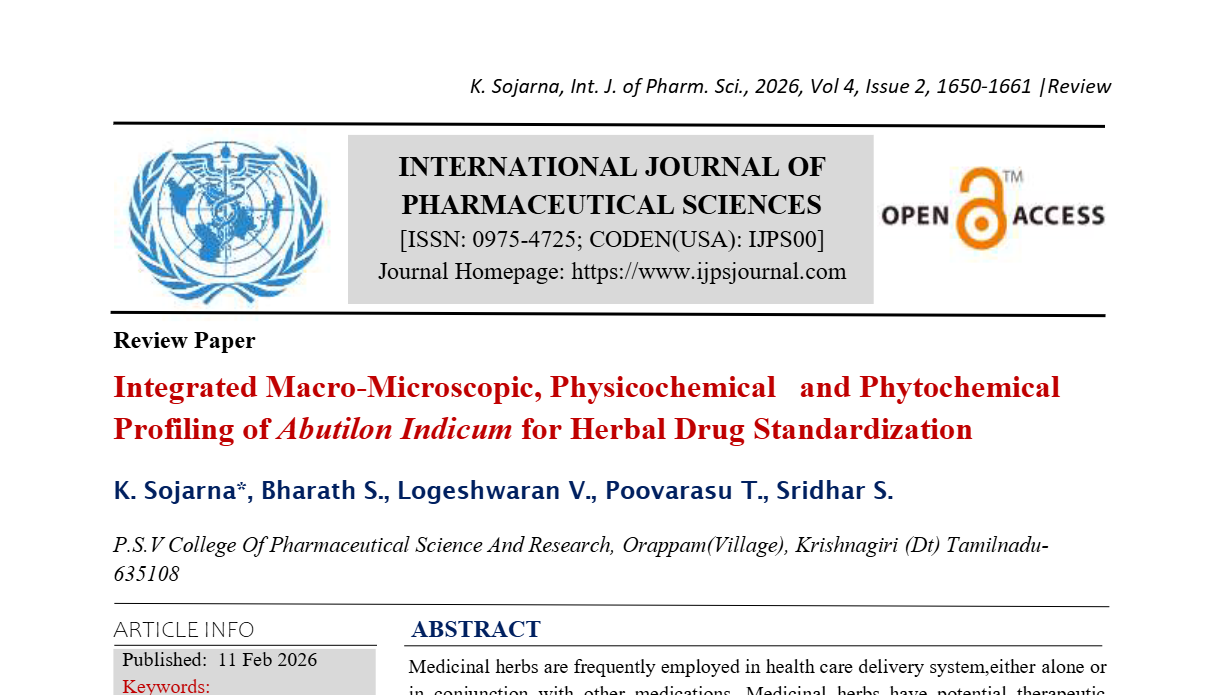 Integrated macro-microscopic,physiochemical and phytochemical profiling of Abutilon indicum for herbal drug standardization