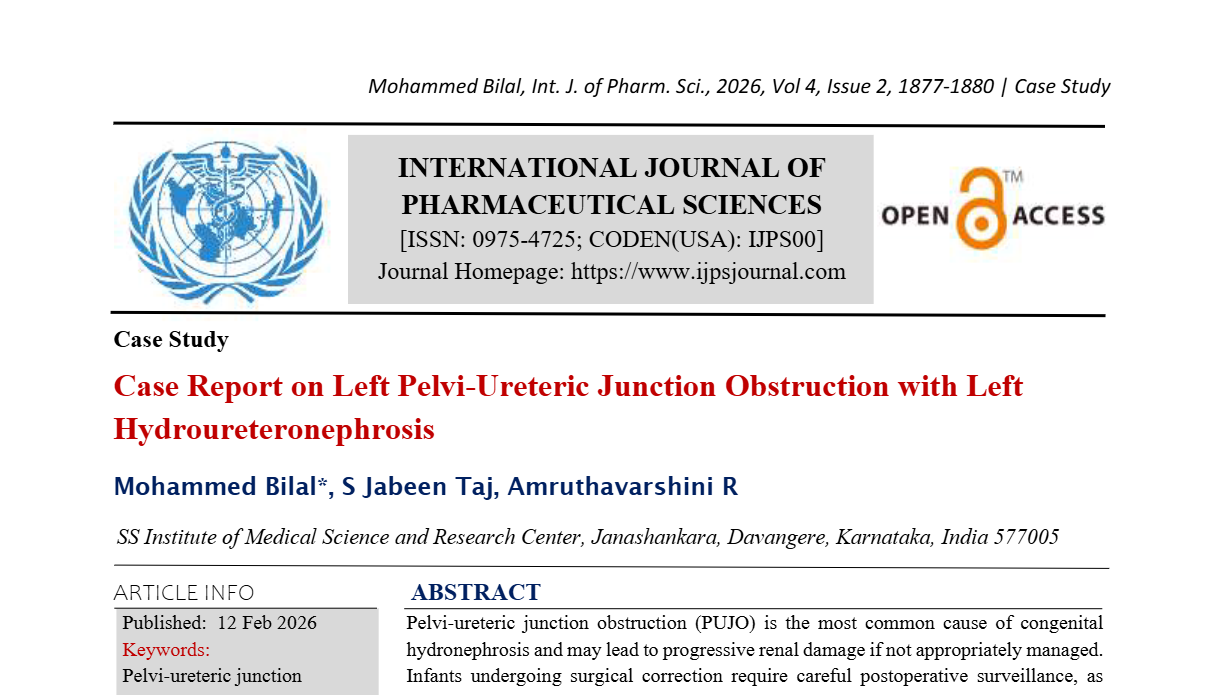 Case Report on Left Pelvi-Ureteric Junction Obstruction with Left Hydroureteronephrosis