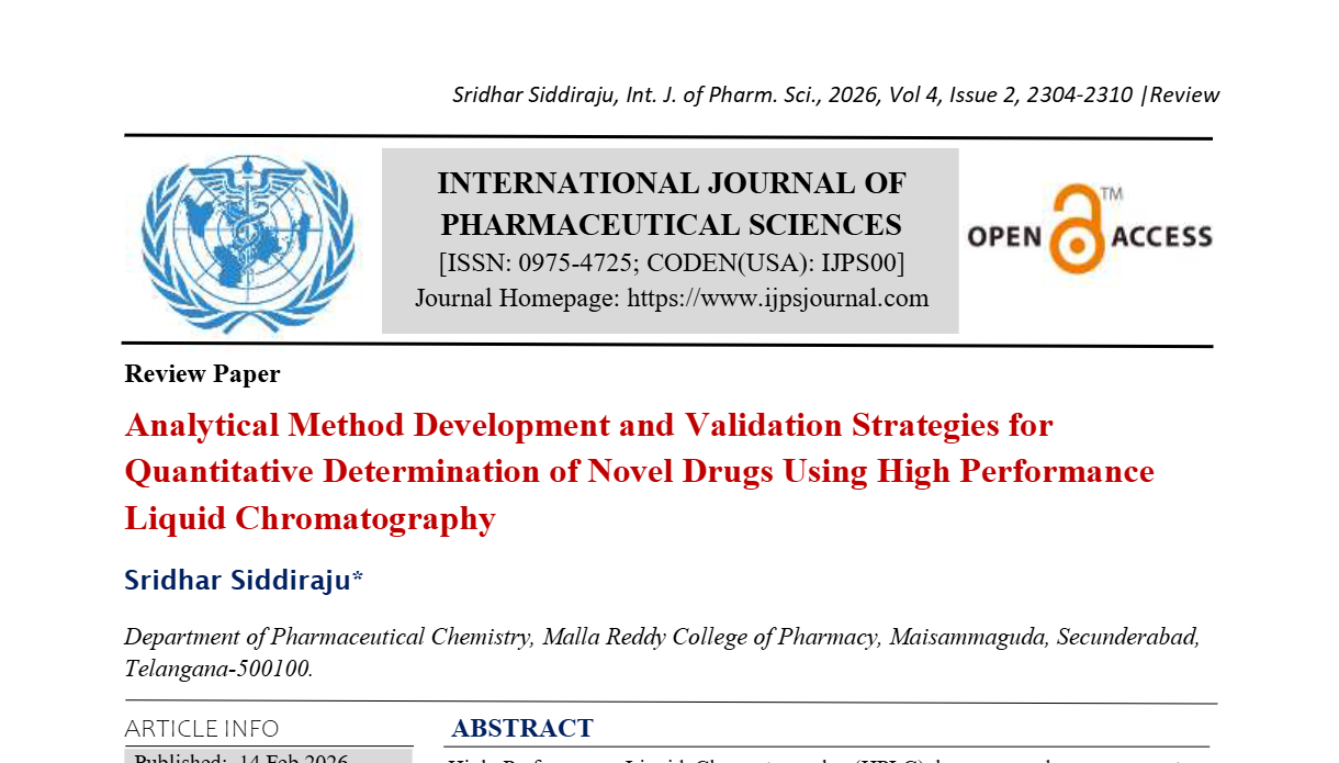 Analytical Method Development and Validation Strategies for Quantitative Determination of Novel Drugs Using High Performance Liquid Chromatography