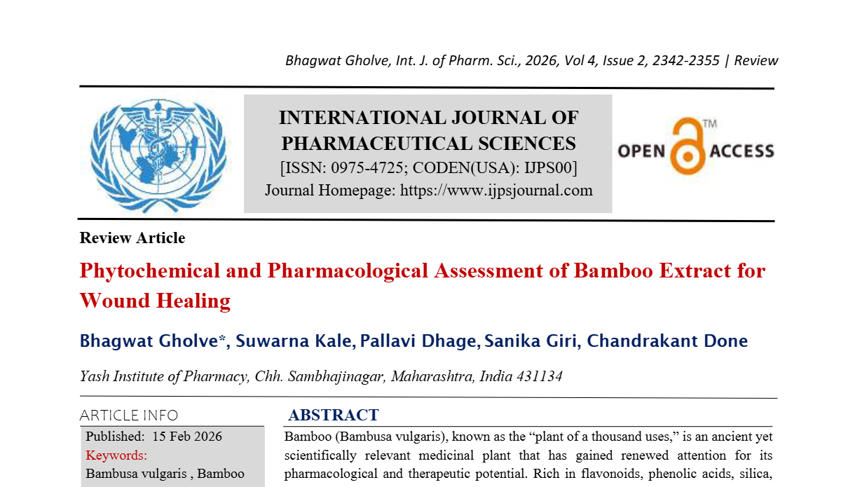 Phytochemical and Pharmacological Assessment of Bamboo Extract for  Wound Healing