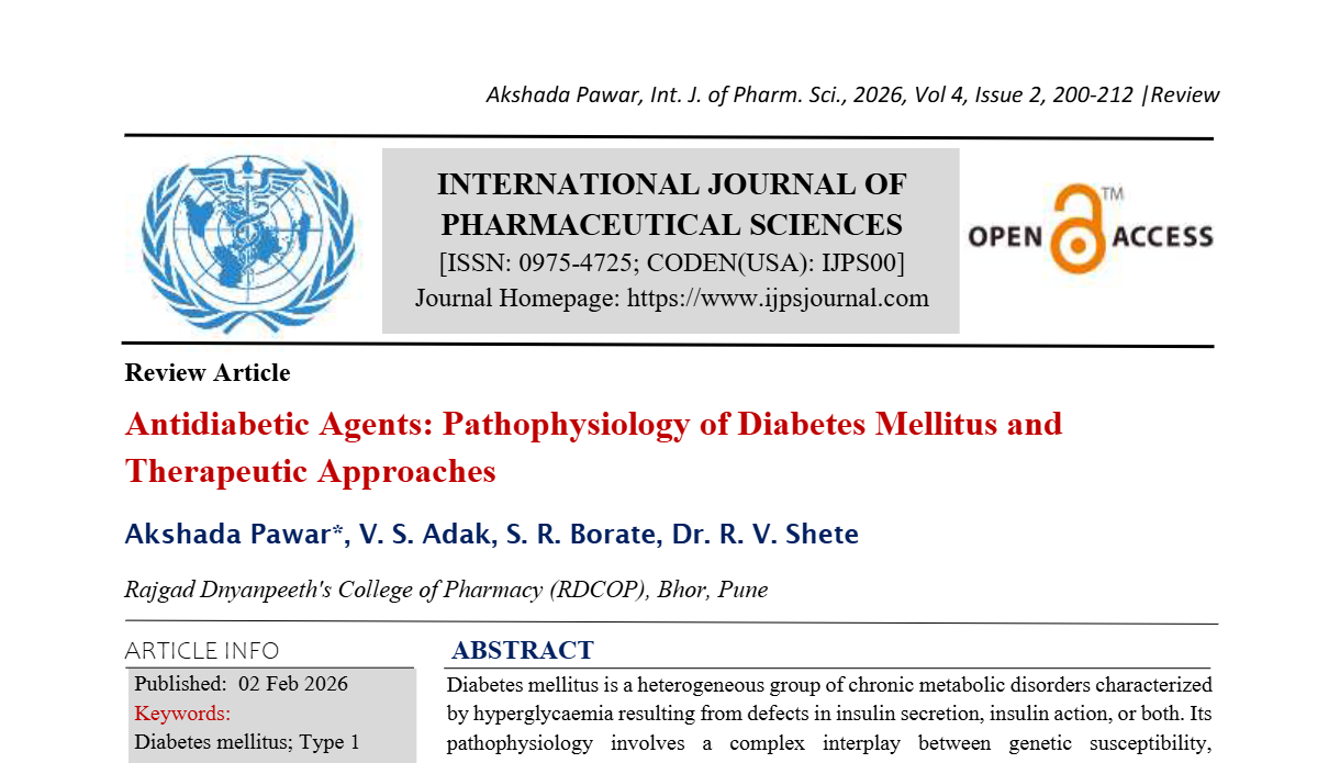 Antidiabetic Agents: Pathophysiology of Diabetes Mellitus and Therapeutic Approaches