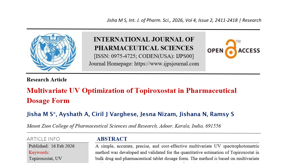 Multivariate UV Optimization of Topiroxostat in Pharmaceutical Dosage Form