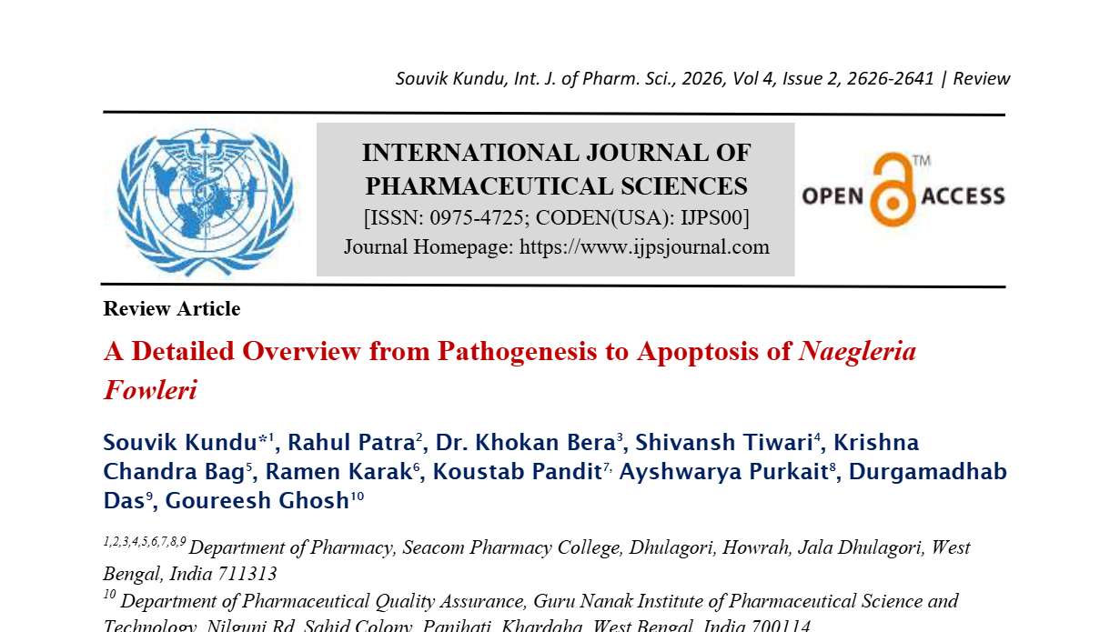 A Detailed Overview from Pathogenesis to Apoptosis of Naegleria Fowleri