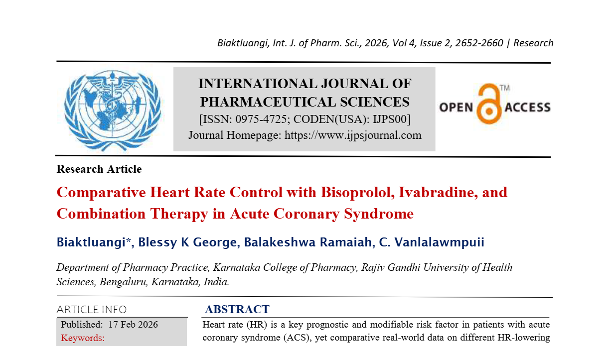 Comparative Heart Rate Control with Bisoprolol, Ivabradine, and Combination Therapy in Acute Coronary Syndrome