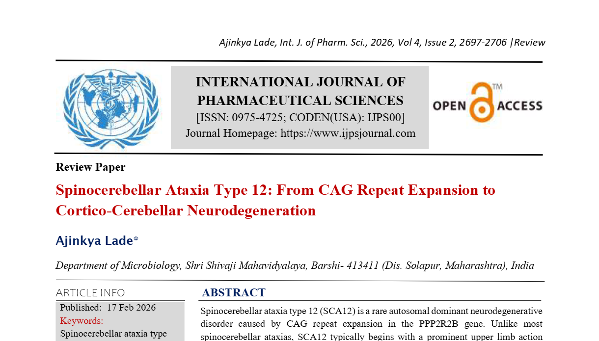 Spinocerebellar Ataxia Type 12: From CAG Repeat Expansion to Cortico-Cerebellar Neurodegeneration