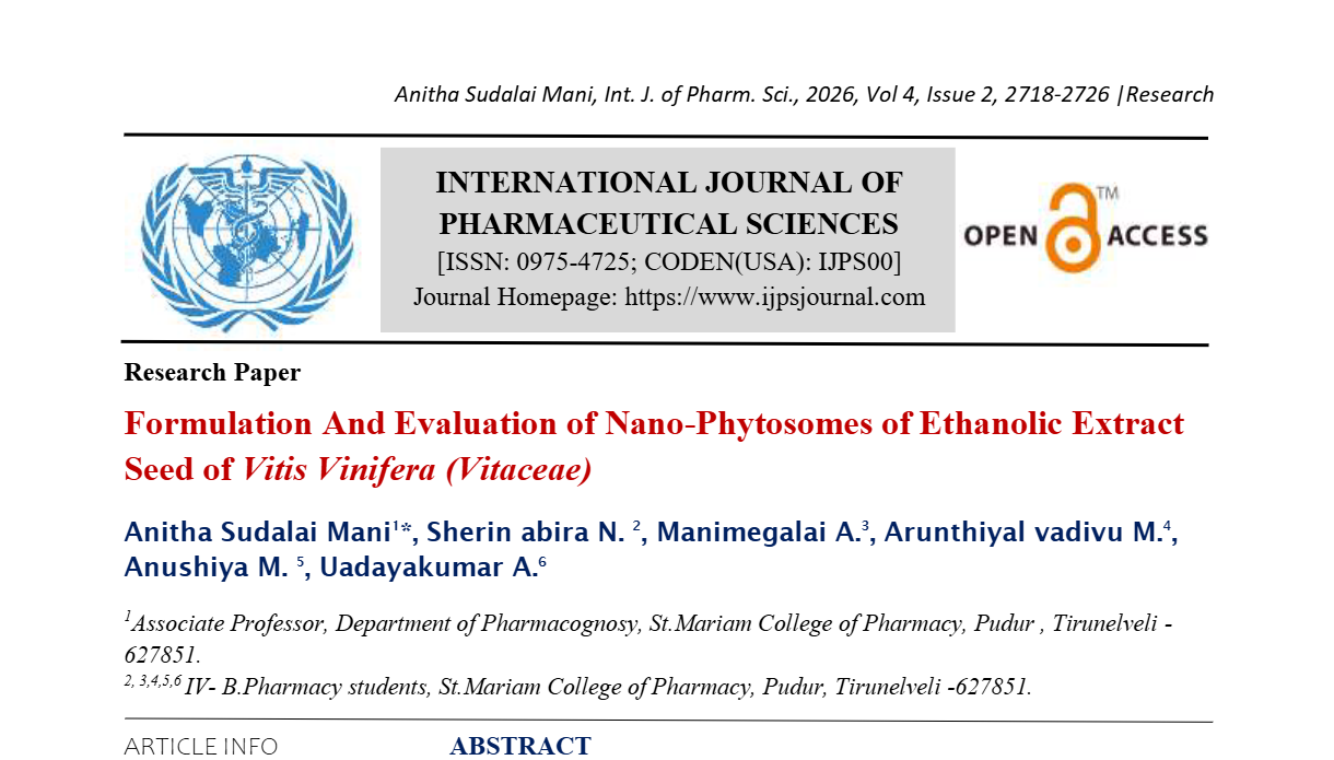 Formulation And Evaluation of Nano-Phytosomes of Ethanolic Extract Seed of Vitis Vinifera (Vitaceae)
