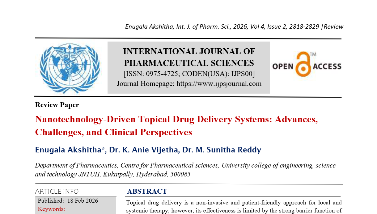 Nanotechnology-Driven Topical Drug Delivery Systems: Advances, Challenges, and Clinical Perspectives
