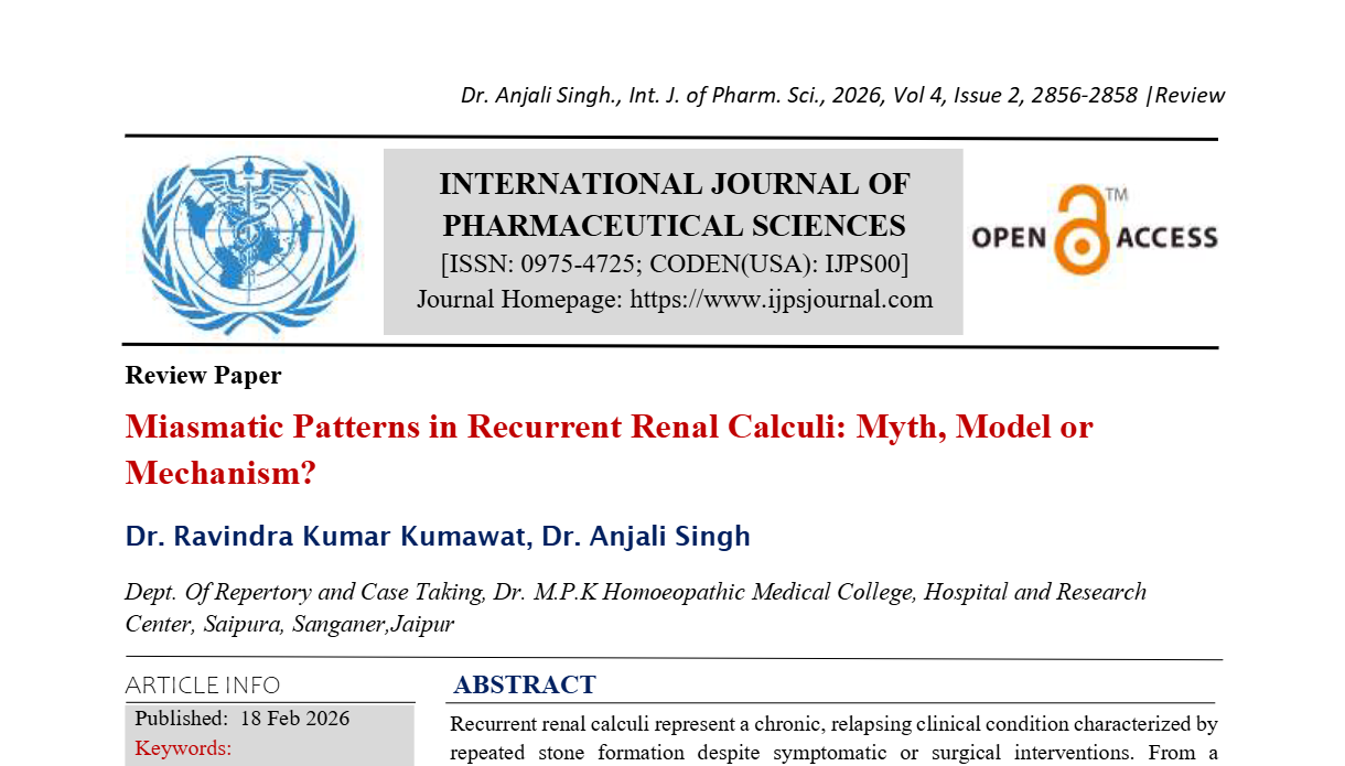 Miasmatic Patterns in Recurrent Renal Calculi: Myth, Model or Mechanism?