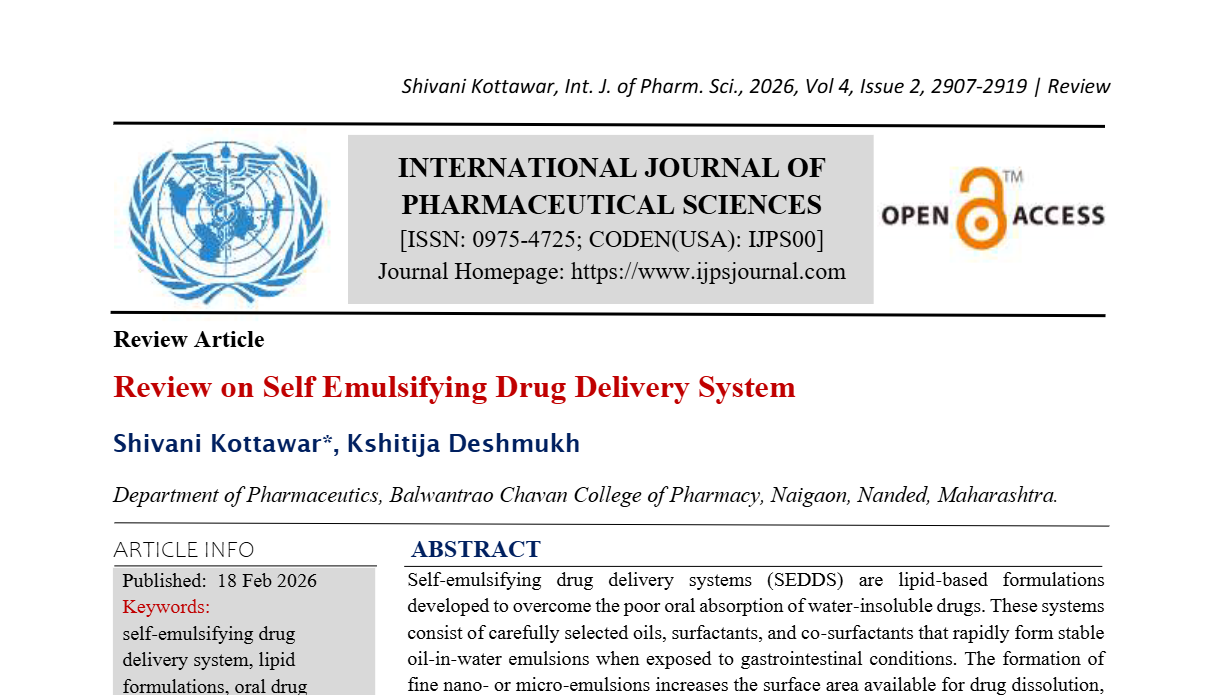 Review on Self Emulsifying Drug Delivery System