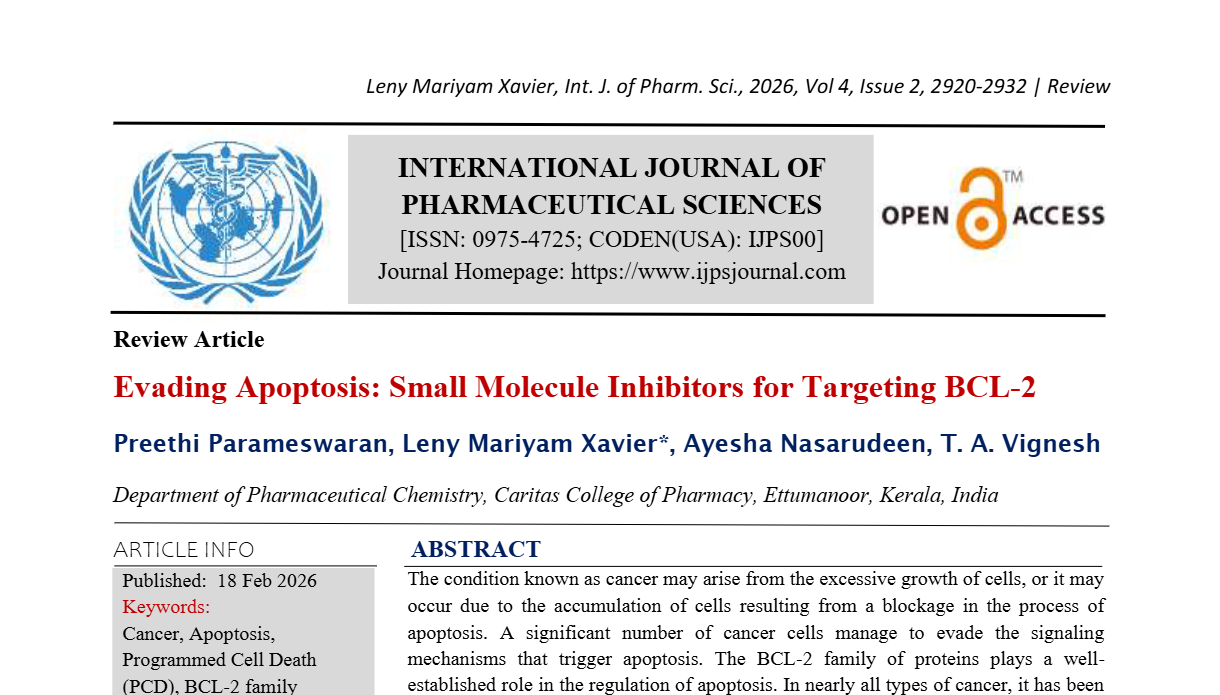 Evading Apoptosis: Small Molecule Inhibitors for Targeting BCL-2