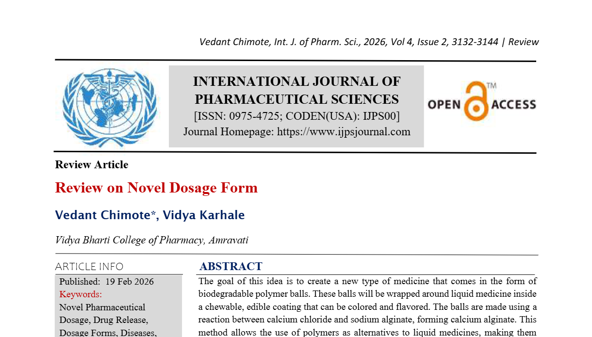 Review on Novel Dosage Form | IJPS Journal