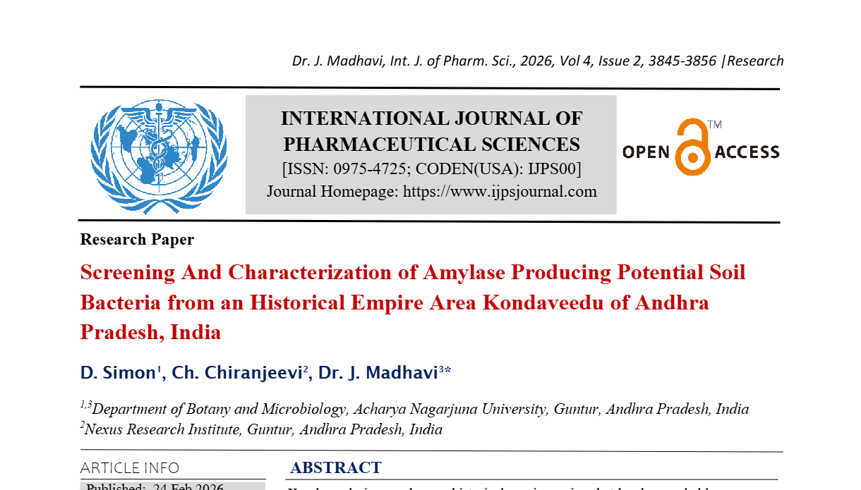 Screening And Characterization of Amylase Producing  Potential Soil Bacteria from an Historical Empire Area Kondaveedu of Andhra Pradesh, India