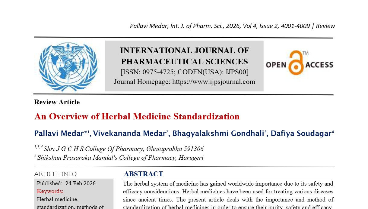 An Overview of Herbal Medicine Standardization | IJPS Journal
