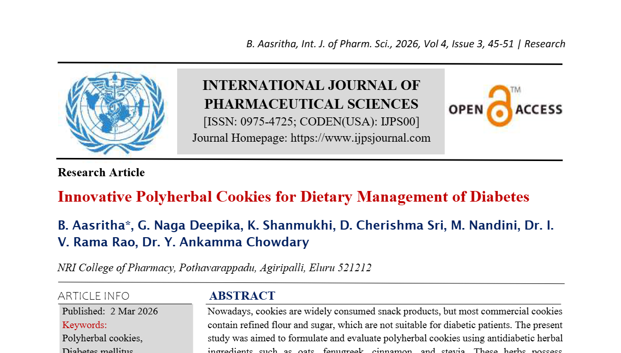 Innovative Polyherbal Cookies for Dietary Management of Diabetes