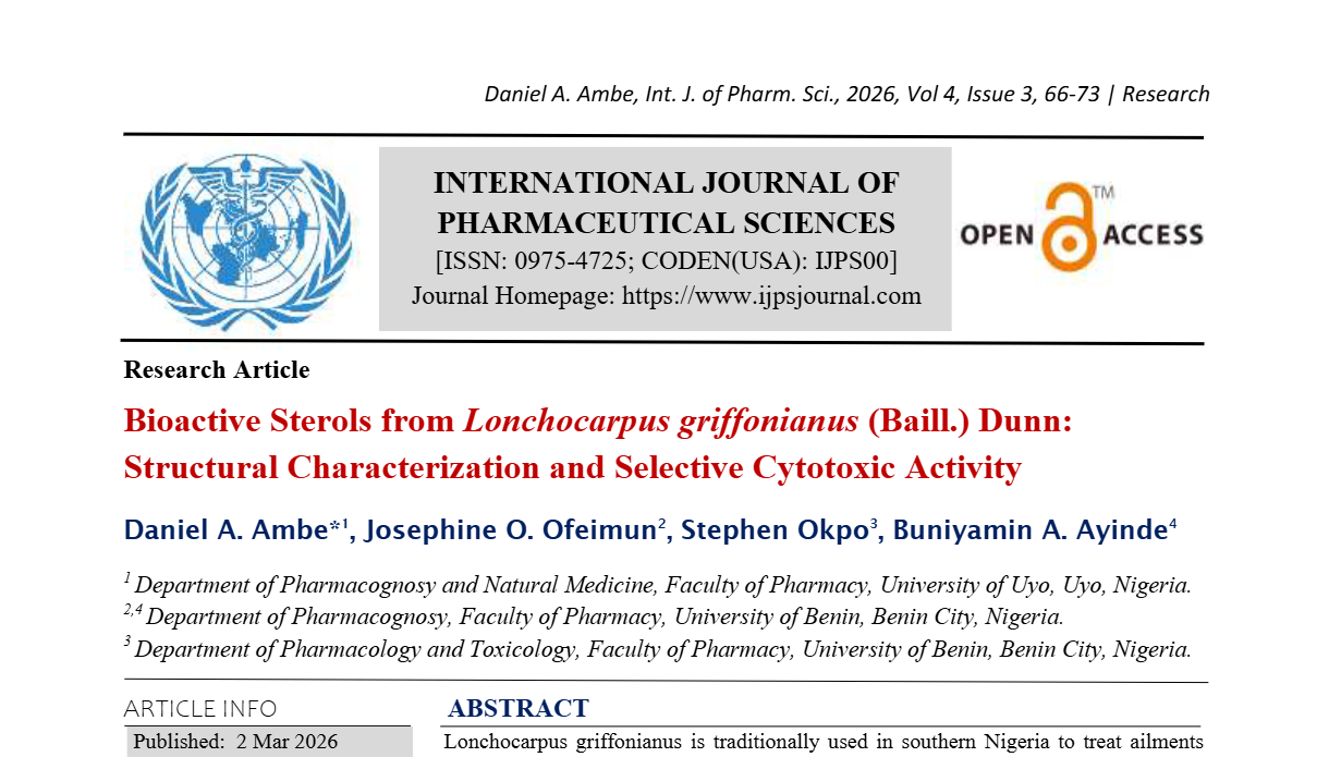 Bioactive Sterols from Lonchocarpus griffonianus (Baill.) Dunn: Structural Characterization and Selective Cytotoxic Activity