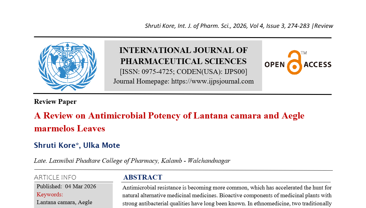 A Review on Antimicrobial Potency of Lantana camara and Aegle marmelos Leaves