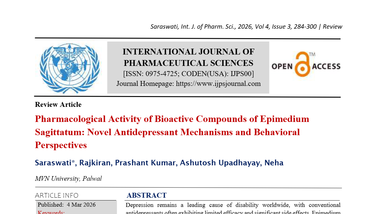 Pharmacological Activity of Bioactive Compounds of Epimedium Sagittatum: Novel Antidepressant Mechanisms and Behavioral Perspectives