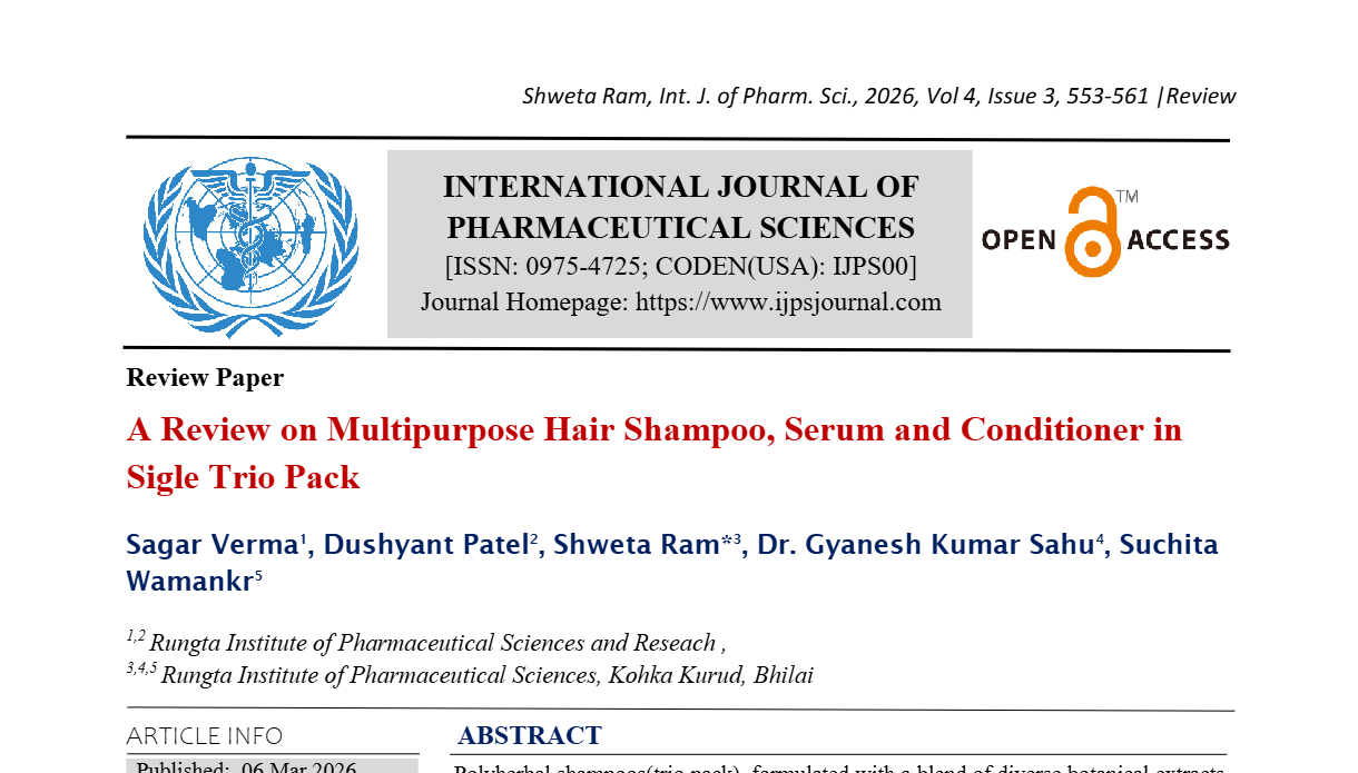 A Review on Multipurpose Hair Shampoo, Serum and Conditioner in Sigle Trio Pack 