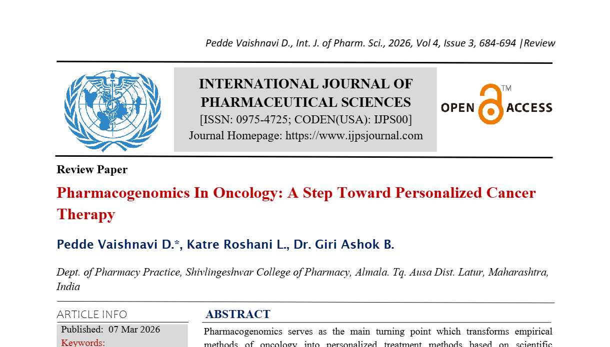Pharmacogenomics in Oncology: A Step Toward Personalized Cancer Therapy