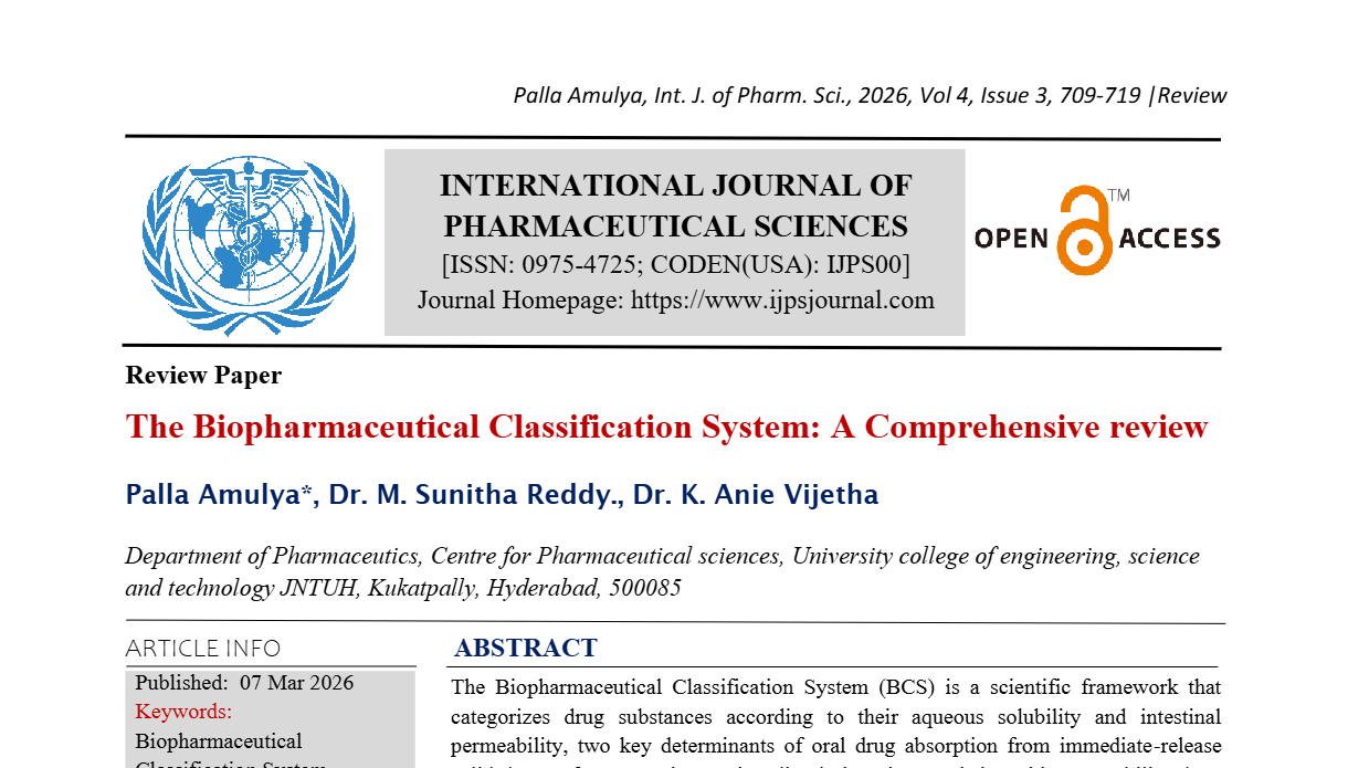 The Biopharmaceutical Classification System: A Comprehensive review