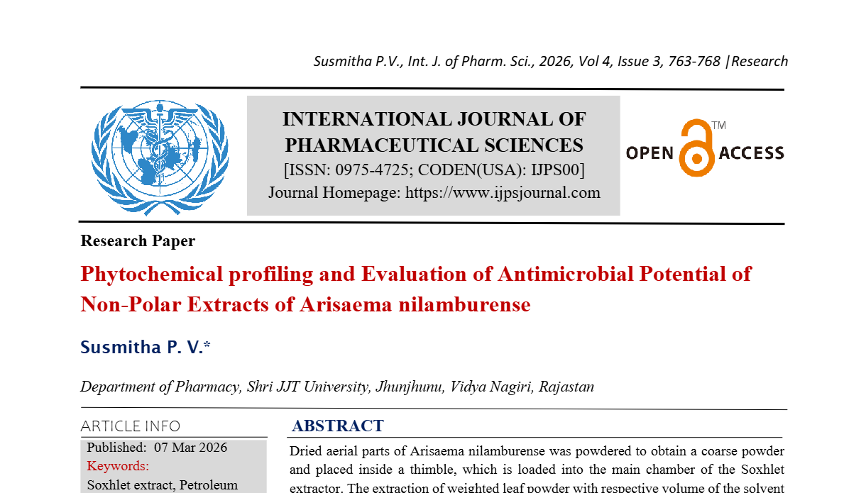Phytochemical profiling and Evaluation of Antimicrobial Potential of Non Polar Extracts of Arisaema nilamburense