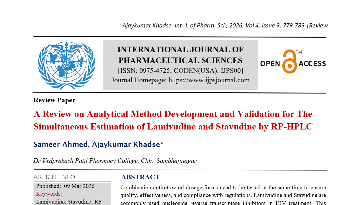 A Review on Analytical Method Development and Validation for The Simultaneous Estimation of Lamivudine and Stavudine by RP-HPLC