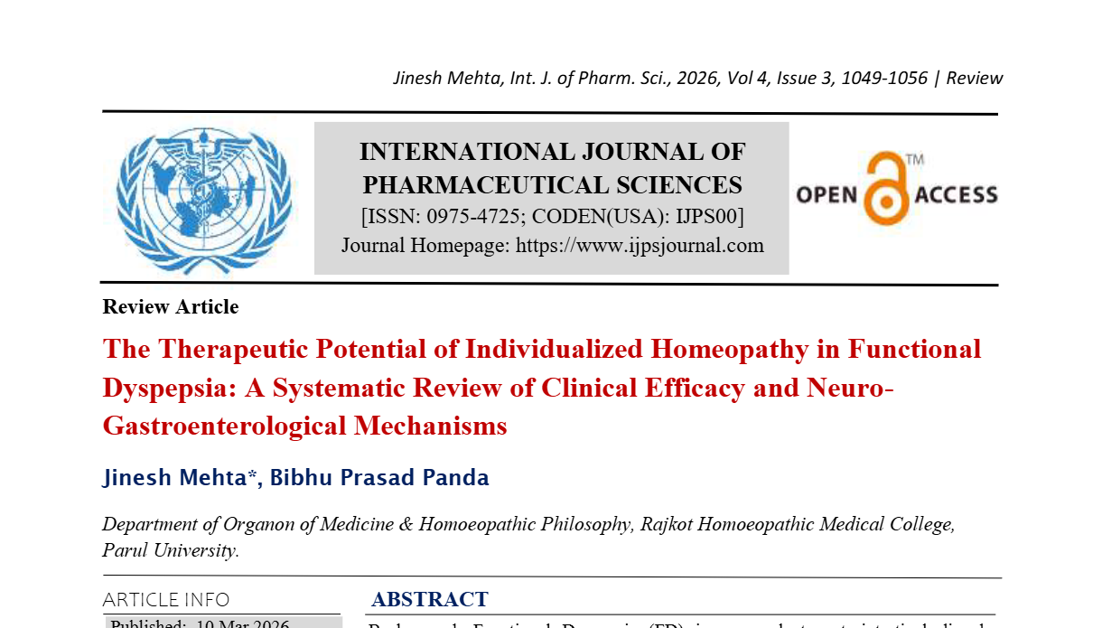 The Therapeutic Potential of Individualized Homeopathy in Functional Dyspepsia: A Systematic Review of Clinical Efficacy and Neuro-Gastroenterological Mechanisms