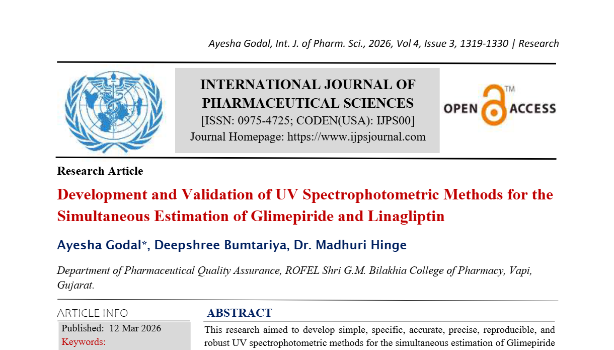 Development and Validation of UV Spectrophotometric Methods for the Simultaneous Estimation of Glimepiride and Linagliptin