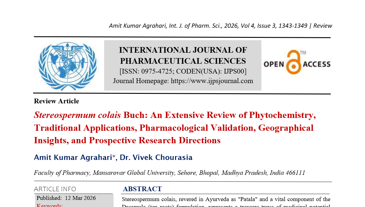 Stereospermum colais Buch: An Extensive Review of Phytochemistry, Traditional Applications, Pharmacological Validation, Geographical Insights, and Prospective Research Directions