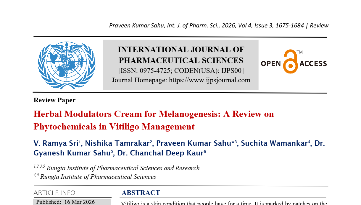 Herbal Modulators Cream for Melanogenesis: A Review on Phytochemicals in Vitiligo Management