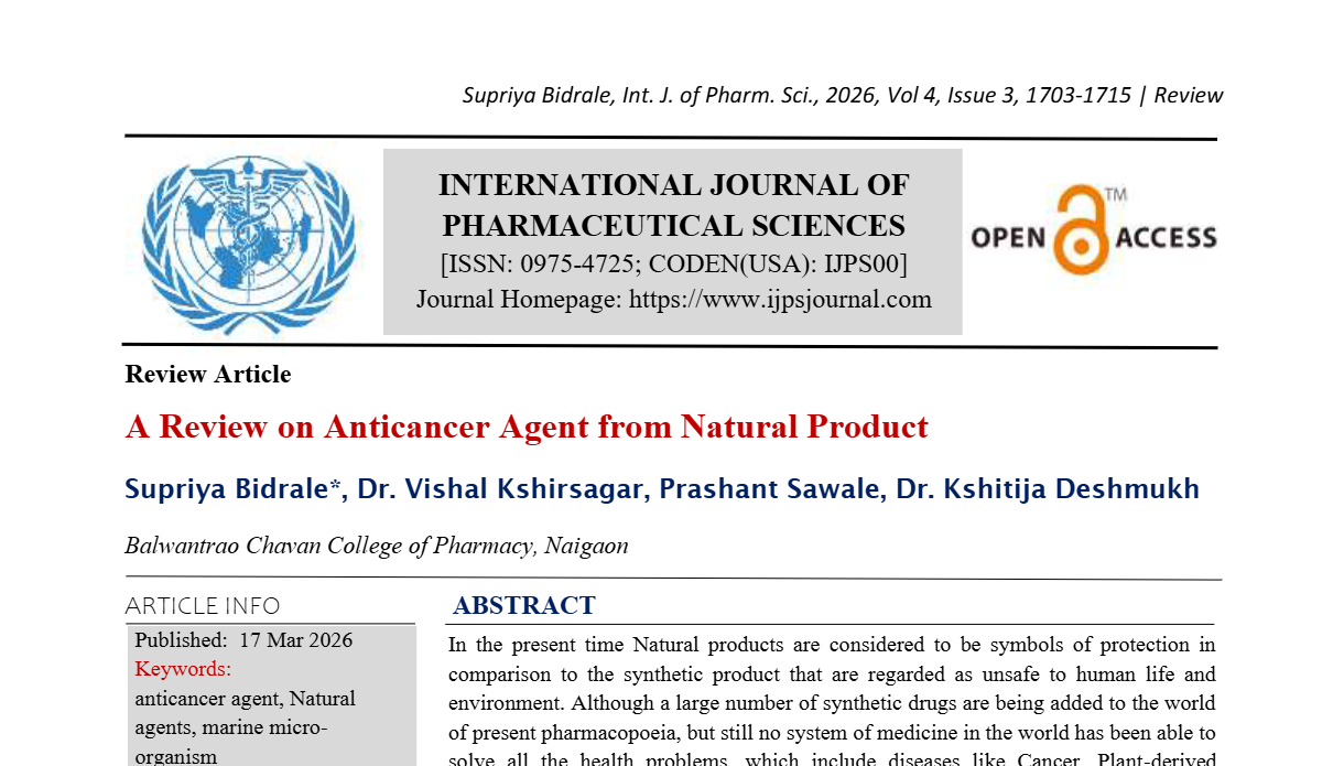 A Review on Anticancer Agent from Natural Product