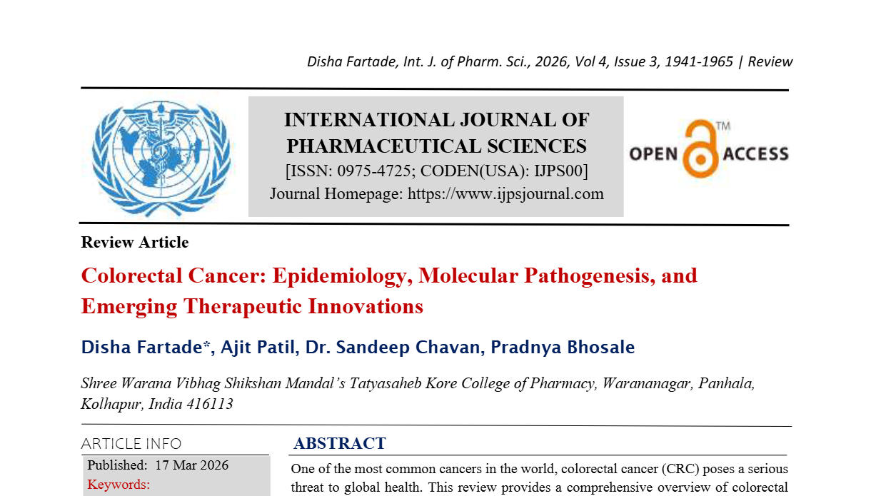 Colorectal Cancer: Epidemiology, Molecular Pathogenesis, and Emerging Therapeutic Innovations