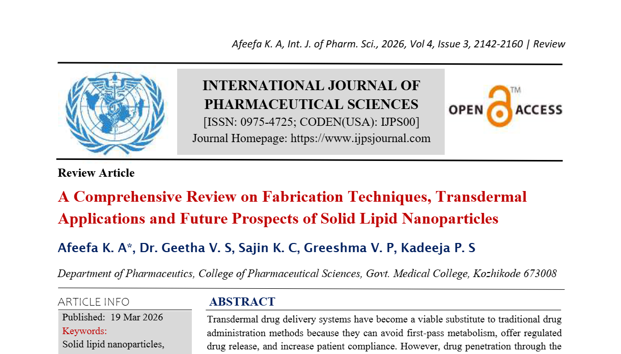 A Comprehensive Review on Fabrication Techniques, Transdermal Applications and Future Prospects of Solid Lipid Nanoparticles