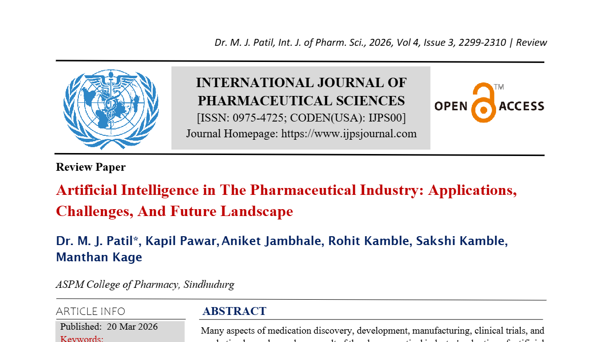 Artificial Intelligence in The Pharmaceutical Industry: Applications, Challenges, And Future Landscape