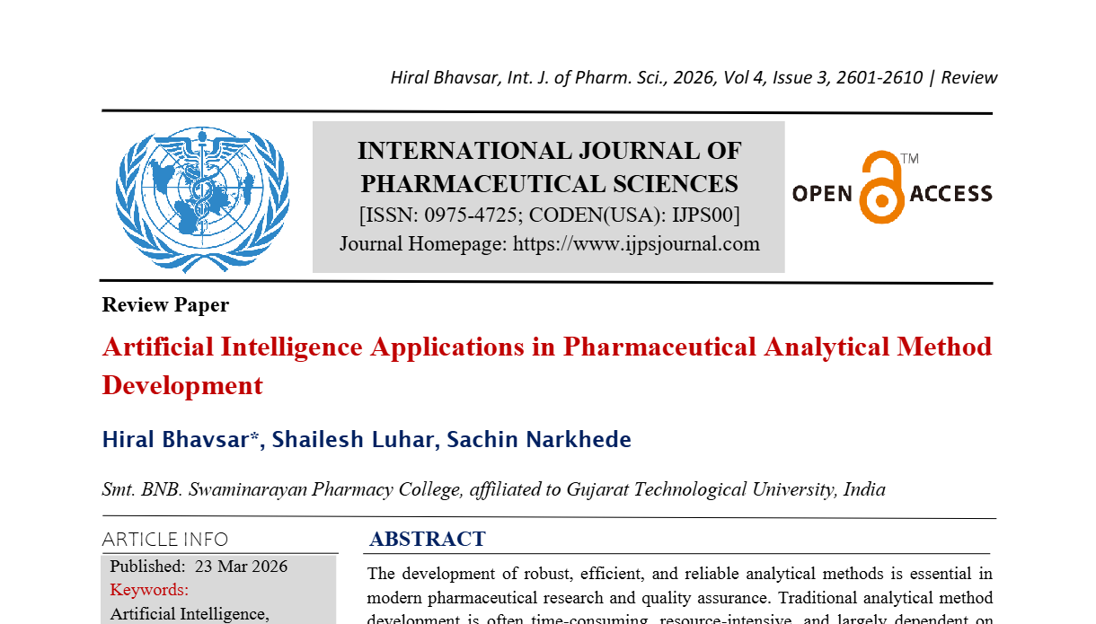 Artificial Intelligence Applications in Pharmaceutical Analytical Method Development