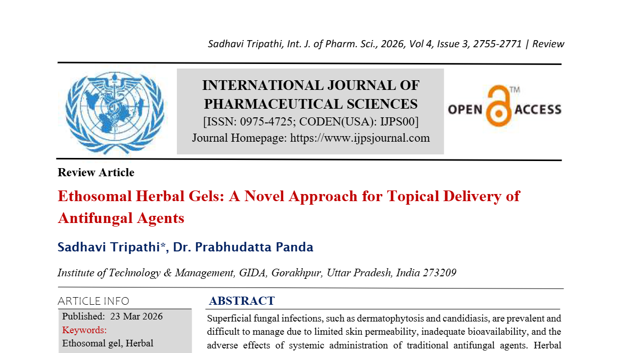 Ethosomal Herbal Gels: A Novel Approach for Topical Delivery of Antifungal Agents