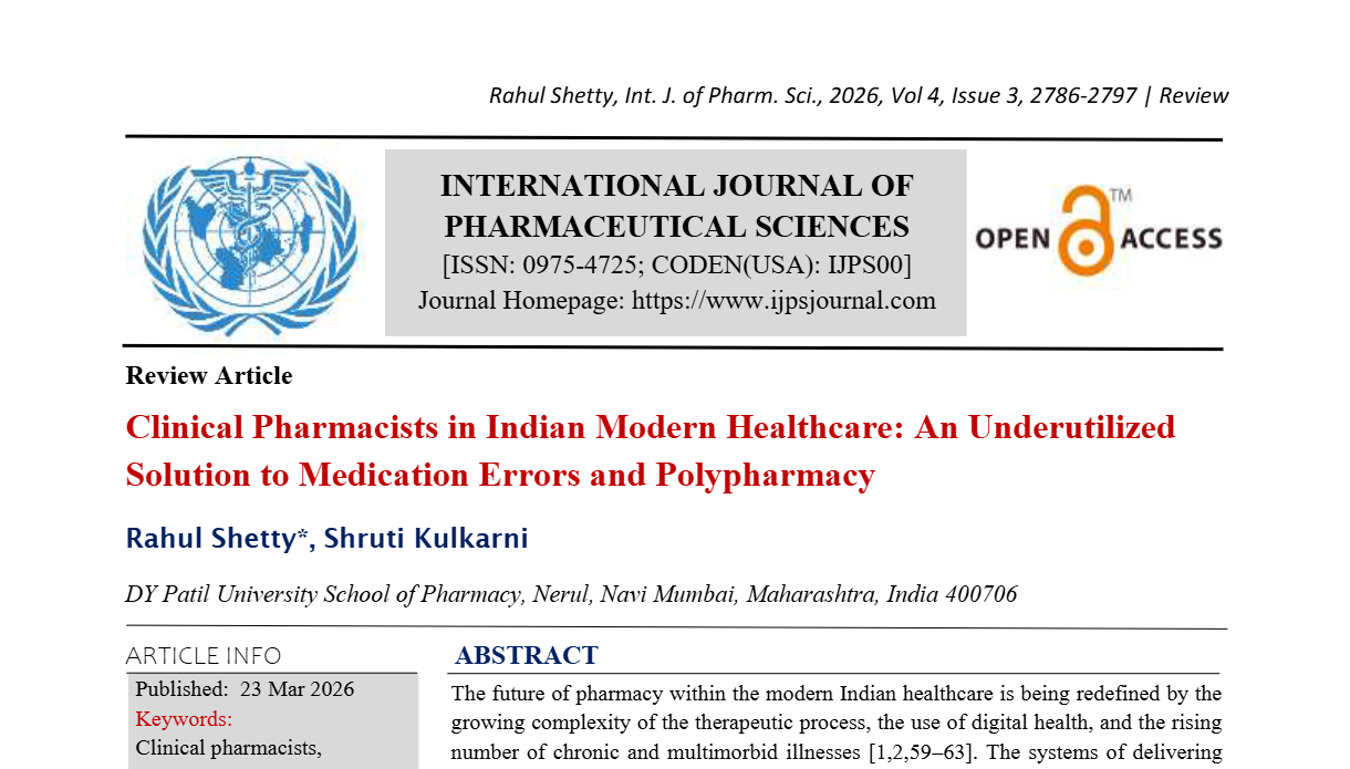 Clinical Pharmacists in Indian Modern Healthcare: An Underutilized Solution to Medication Errors and Polypharmacy