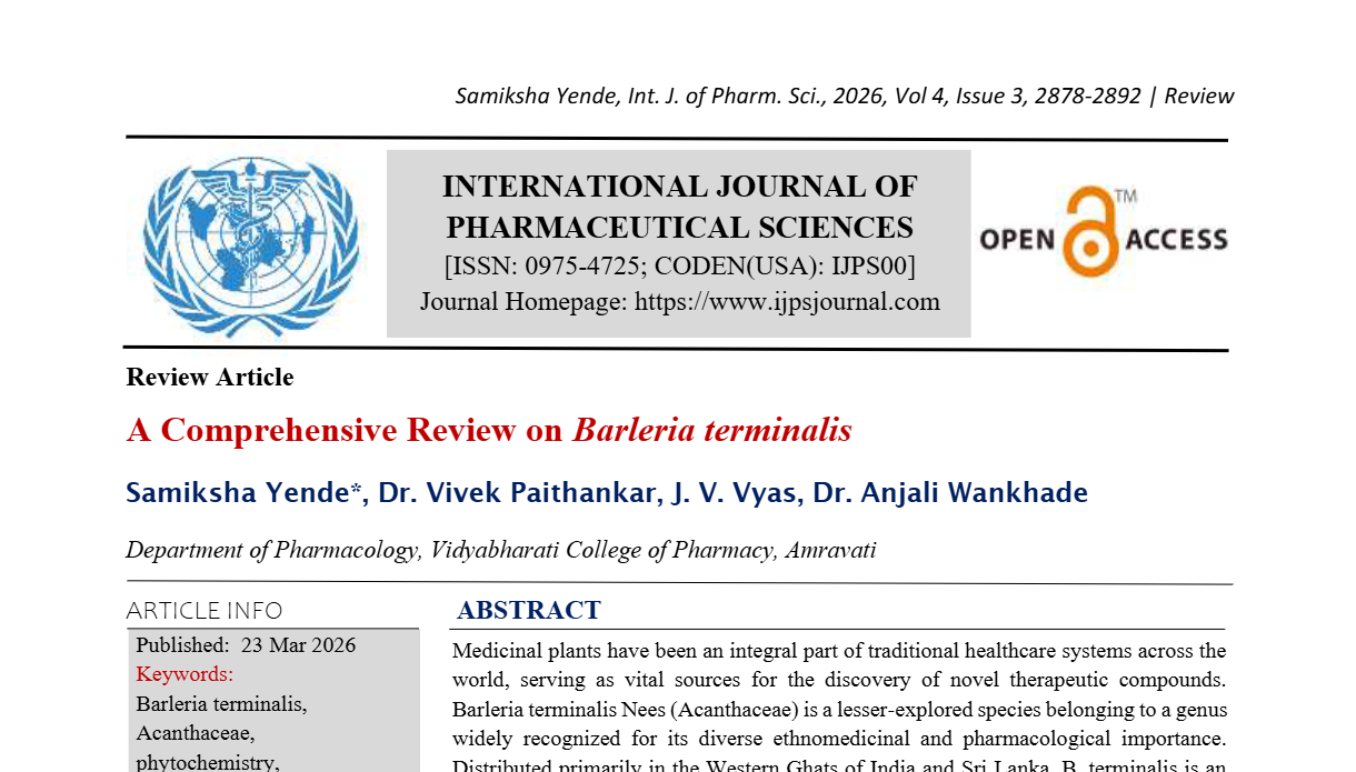 A Comprehensive Review on Barleria terminalis