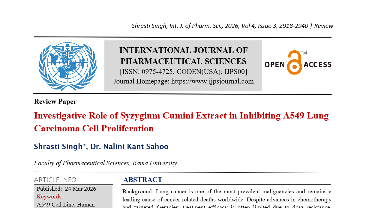 Investigative Role of Syzygium Cumini Extract in Inhibiting A549 Lung Carcinoma Cell Proliferation