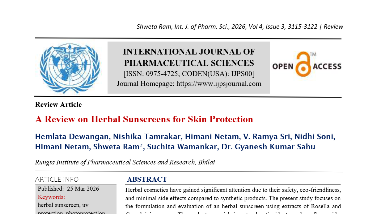 A Review on Herbal Sunscreens for Skin Protection