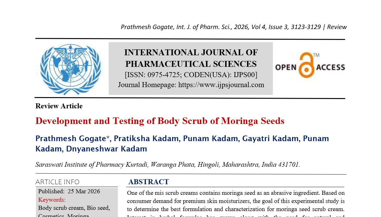 Development and Testing of Body Scrub of Moringa Seeds