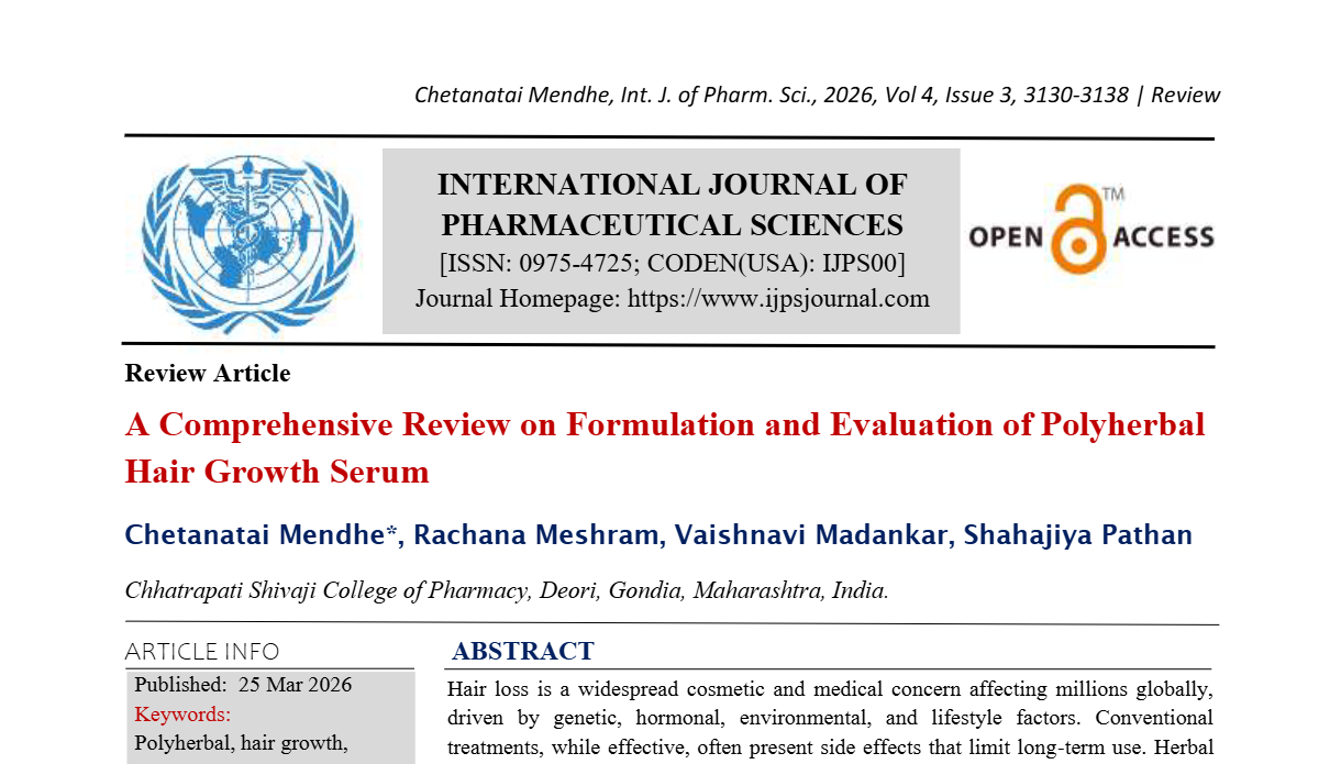 A Comprehensive Review on Formulation and Evaluation of Polyherbal Hair Growth Serum