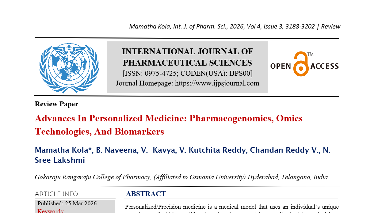 Advances In Personalized Medicine: Pharmacogenomics, Omics Technologies, And Biomarkers
