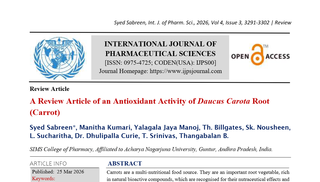 A Review Article of an Antioxidant Activity of Daucus Carota Root (Carrot)