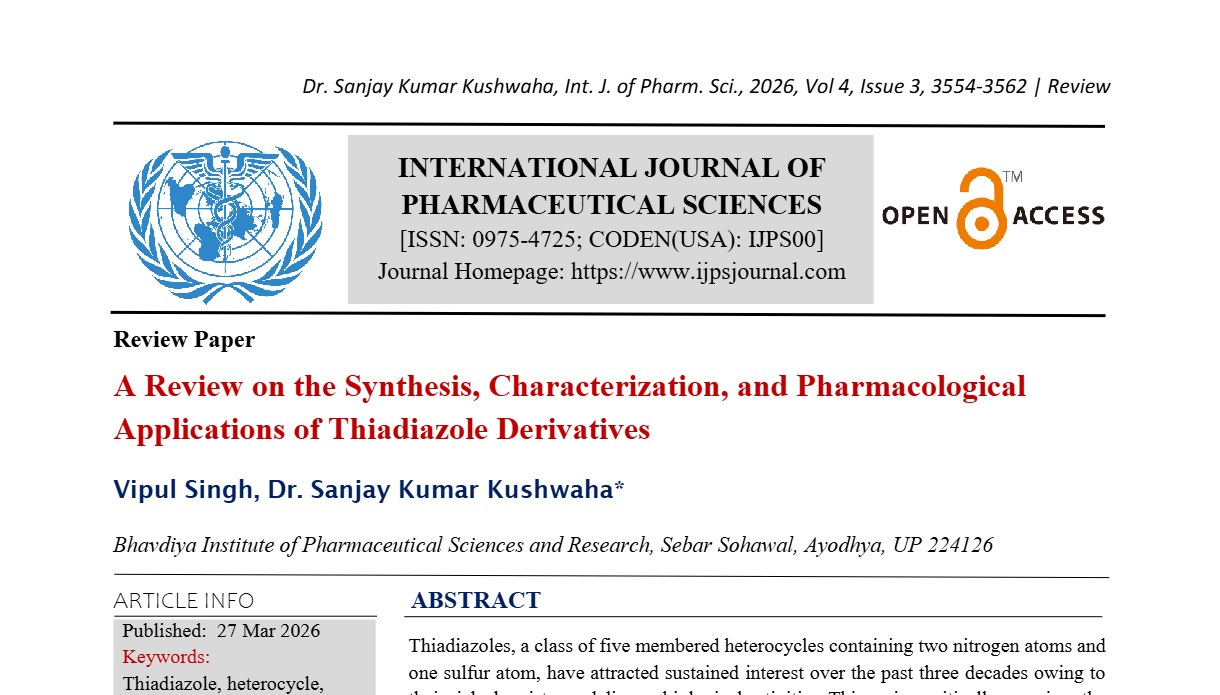 A Review on the Synthesis, Characterization, and Pharmacological Applications of Thiadiazole Derivatives