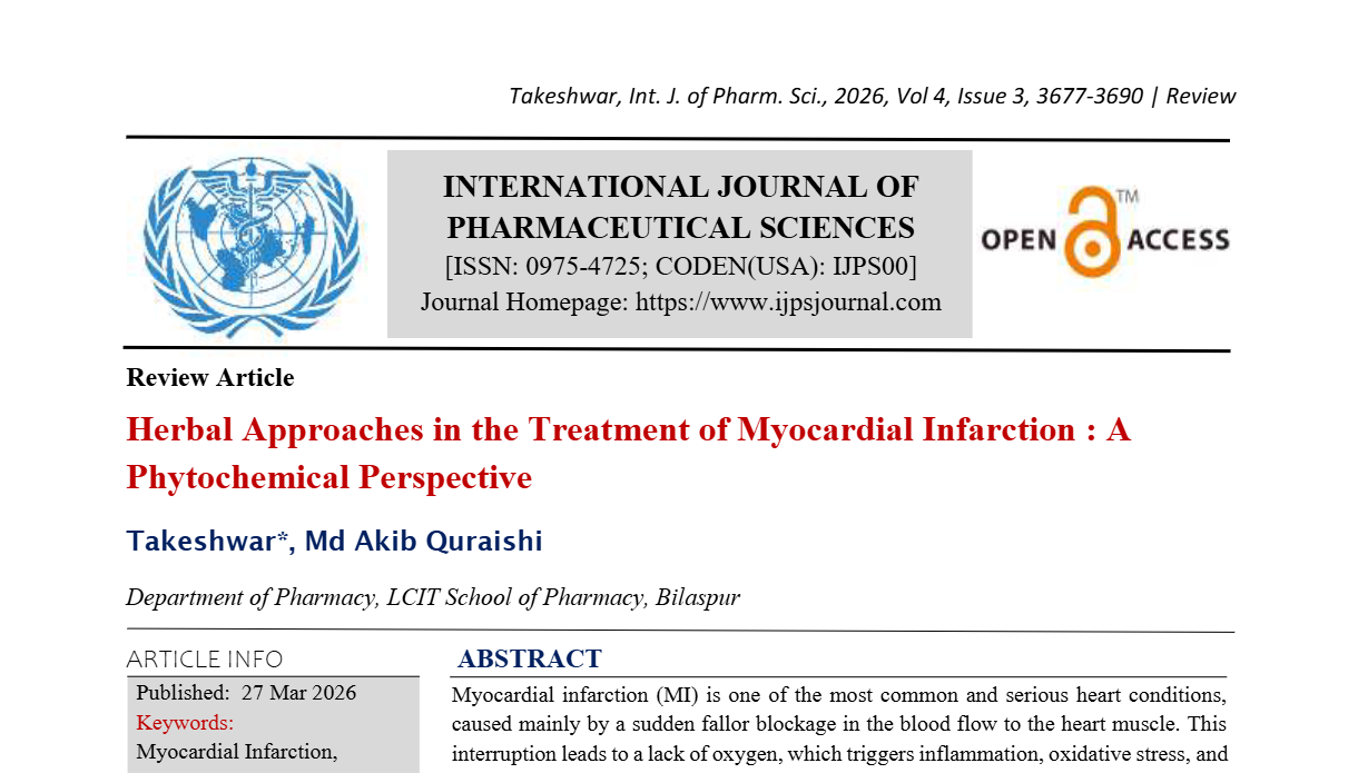 Herbal Approaches in the Treatment of Myocardial Infarction : A Phytochemical Perspective