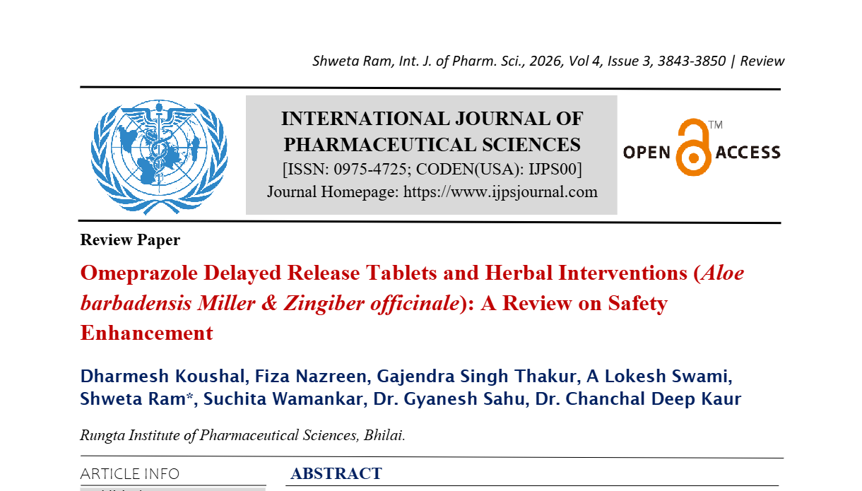 Omeprazole Delayed Release Tablets and Herbal Interventions (Aloe barbadensis Miller & Zingiber officinale): A Review on Safety Enhancement 