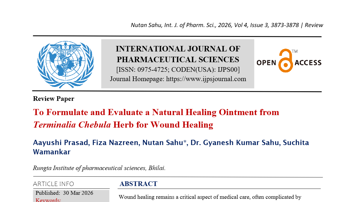 To Formulate and Evaluate a Natural Healing Ointment from Terminalia Chebula Herb for Wound Healing